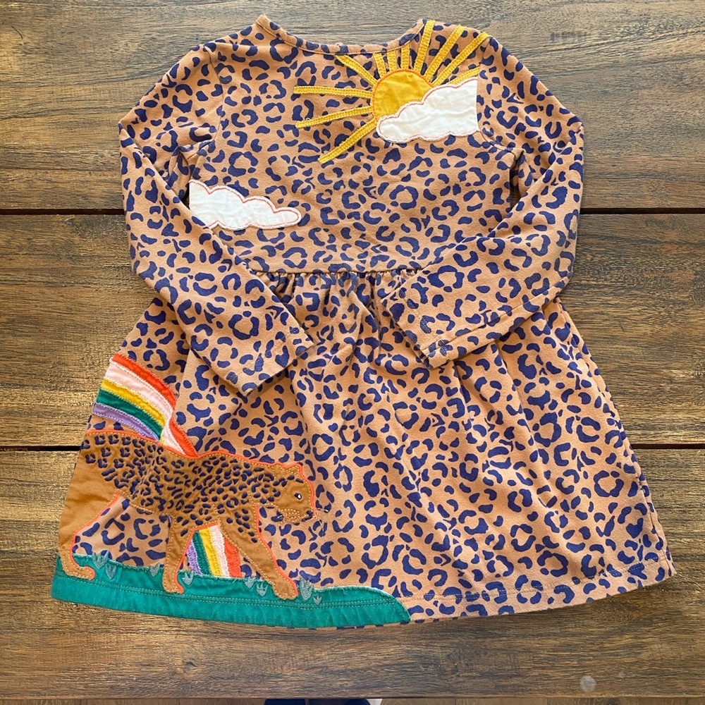 Mini Boden Animal Print Aplique Dress